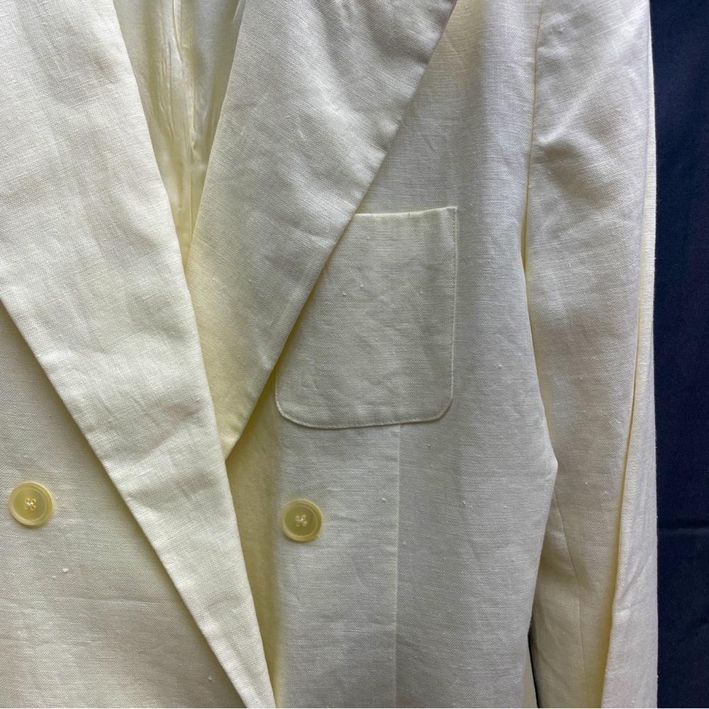 NWT Lauren Ralph Lauren Greenwich Ecru Linen Double Breasted Blazer Jacket Sz 14 - Picture 7 of 7